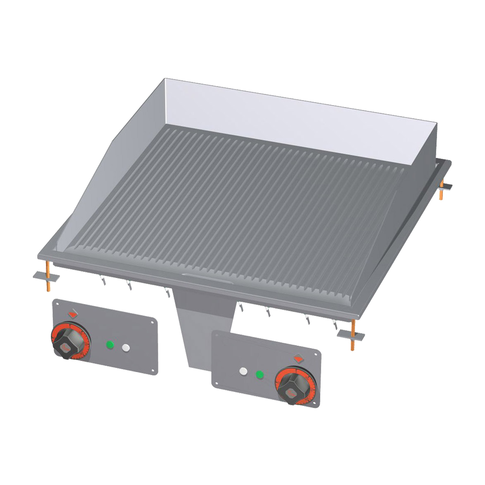 RM Gastro Grillplatte 56x55 drop-in elektrisch verchromt geriffelt 400 V / RM - 