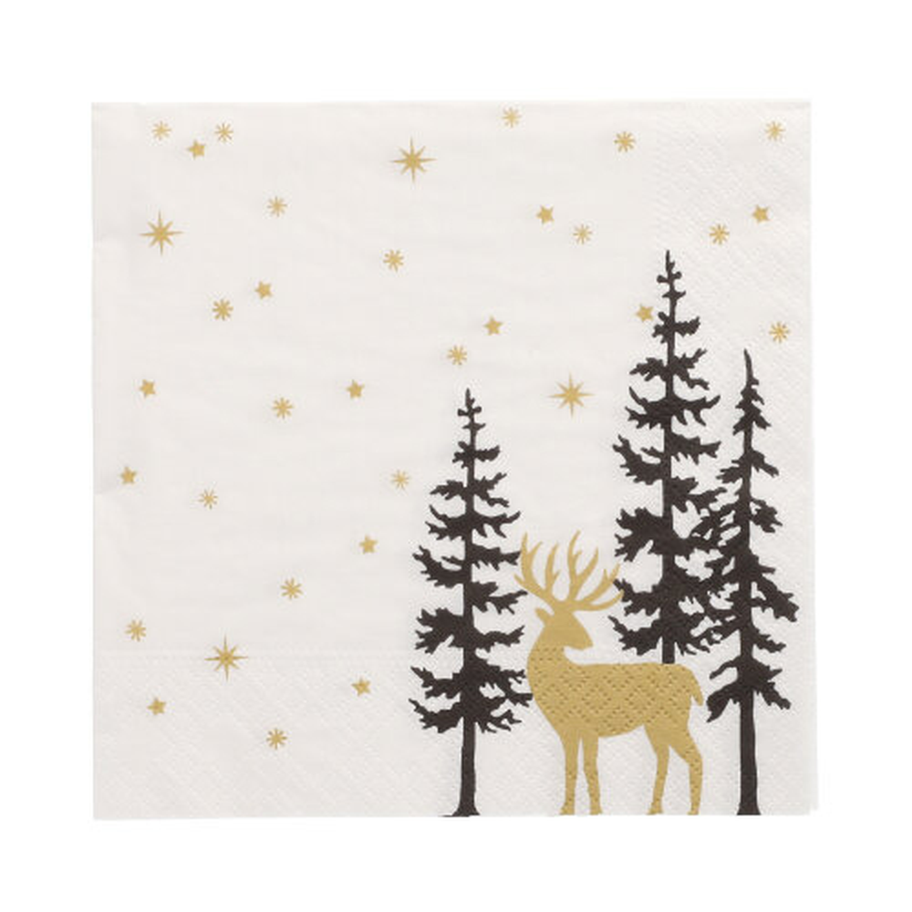Papstar Servietten, 3-lagig 1/4-Falz 33 cm x 33 cm "Golden Deer"