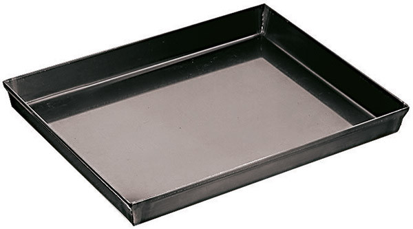 APS Pizzaform 60 x 40 cm, H: 2,5 cm , Blaublech, Rand umgelegt