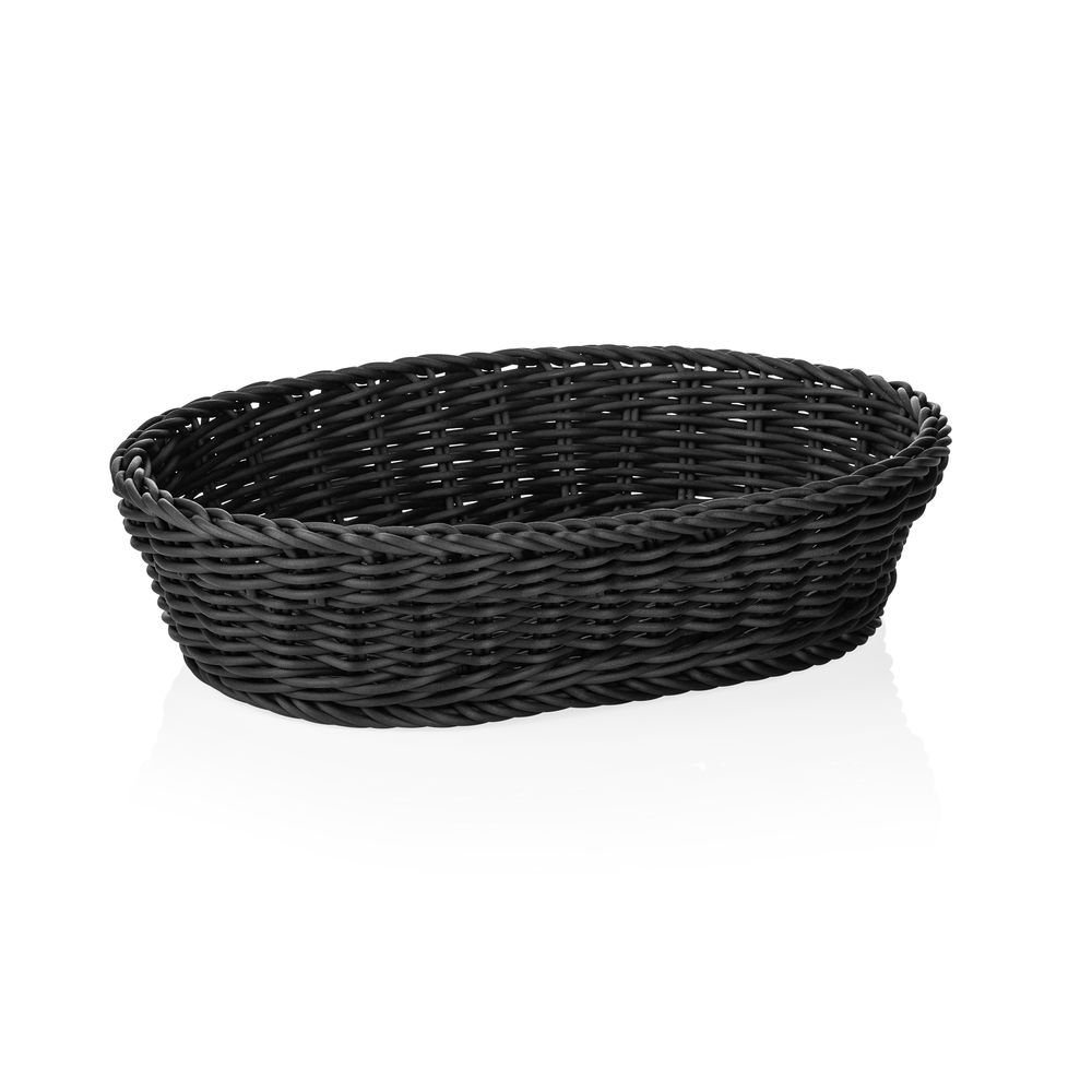 WAS Korb WEAVER PRO Tischkörbe, 28 x 16 x 8 cm, oval, schwarz, Polypropylen
