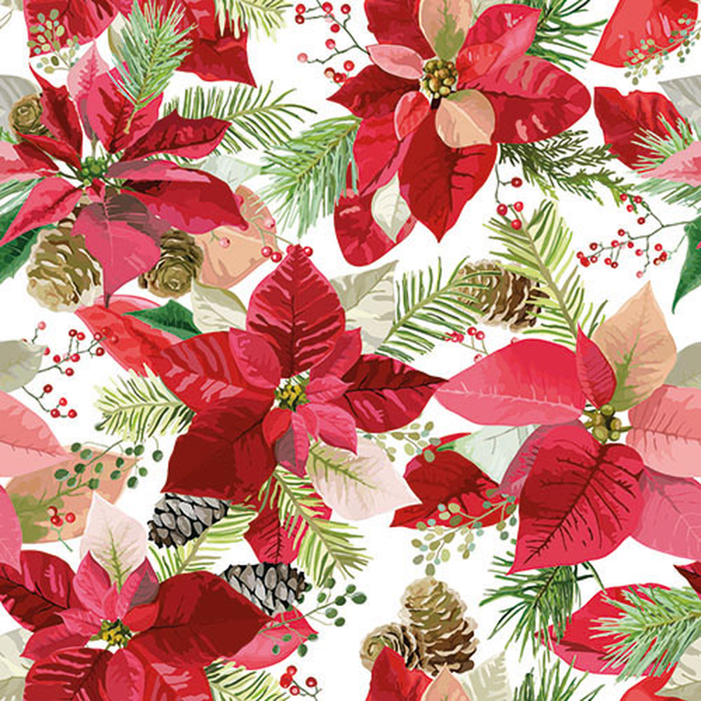 Papstar Servietten, 3-lagig 1/4-Falz 33 cm x 33 cm "Winter Poinsettia"