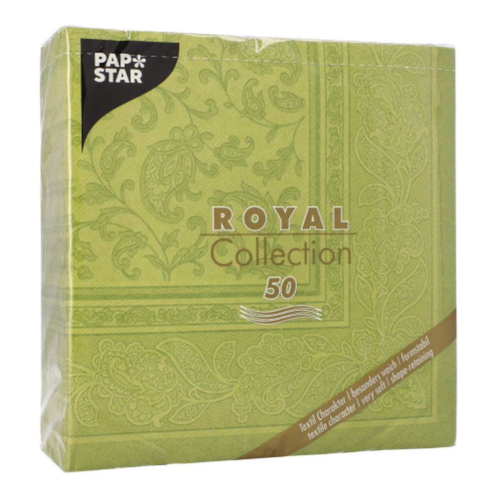 PAPSTAR Servietten ROYAL Collection 1/4-Falz 40 cm x 40 cm olivgrün Ornam