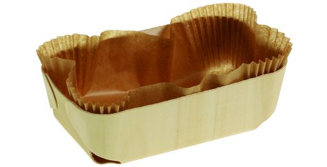 Pacovis Holzbackform inkl. Backpapier, 220x116x65mm, ca. 1000ml