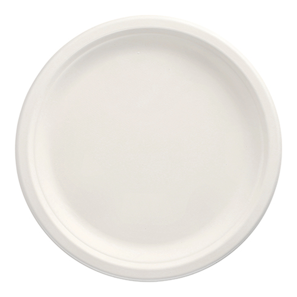 Papstar Teller, Zuckerrohr "pure" ungeteilt Ø 26 cm · 2 cm weiss