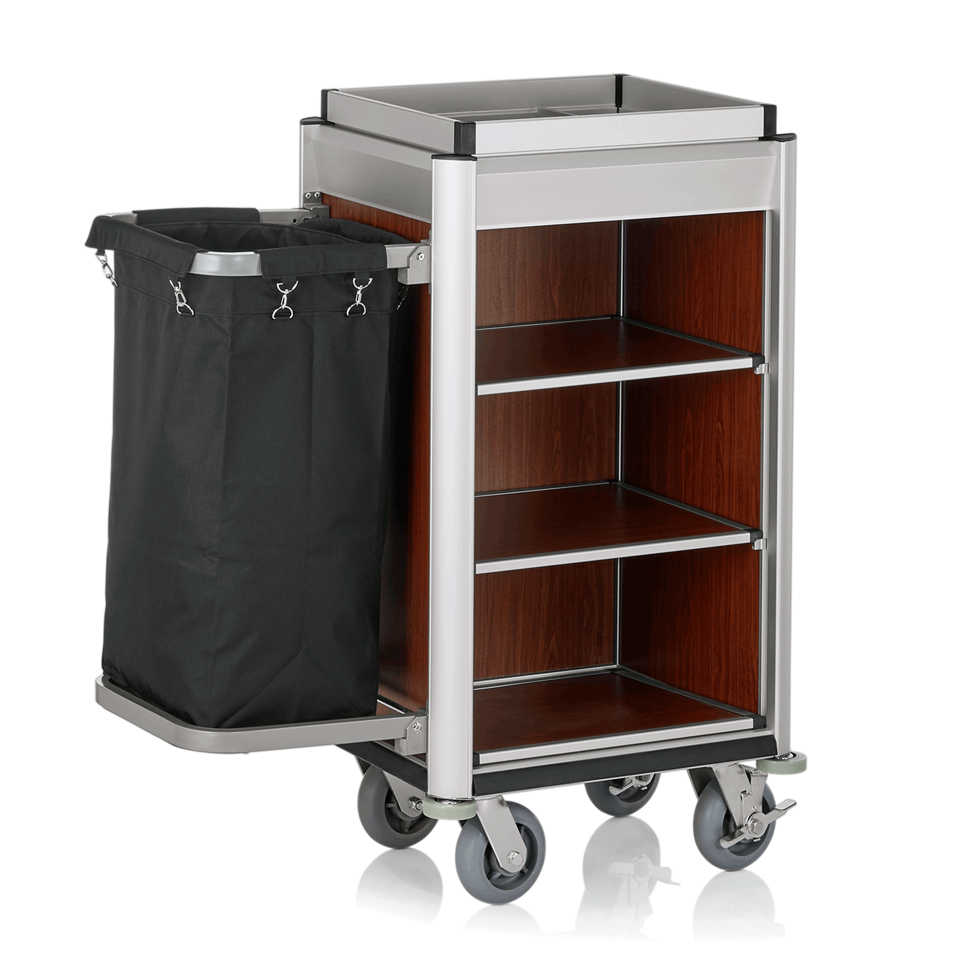 WAS Zimmerservicewagen ISABELLA, 95 x 55 x 116 cm, helle Kanten, dunkle Holzopti
