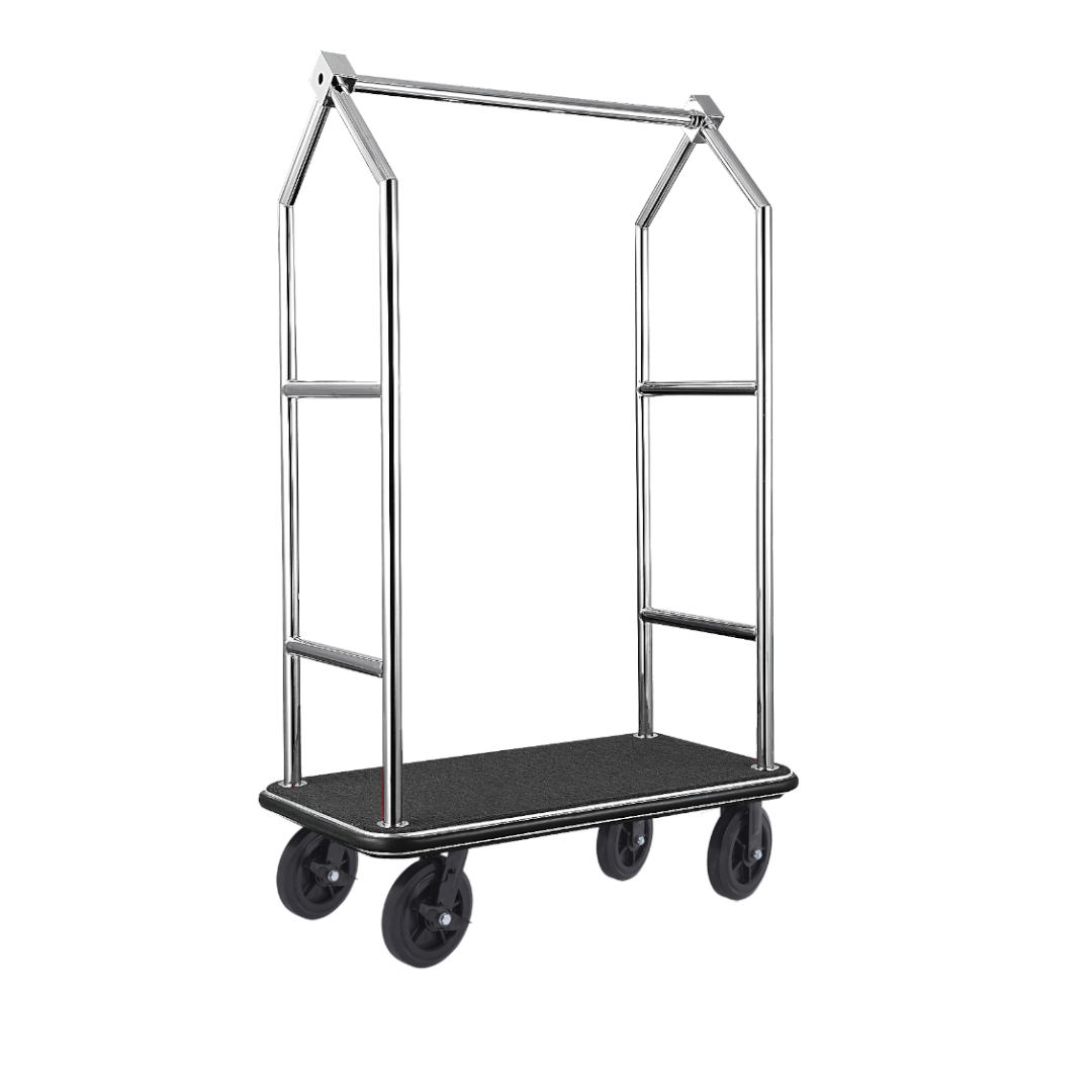 WAS Gepäckwagen VOYAGER, 112 x 65 x 190 cm, gebürstet, schwarzer Teppich, Chromn