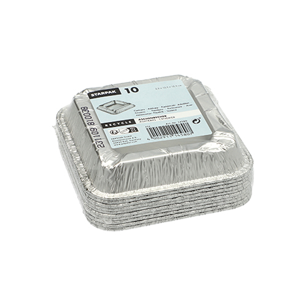 Papstar Aschenbecher, Alu eckig 2,2 cm x 12,5 cm x 12,5 cm