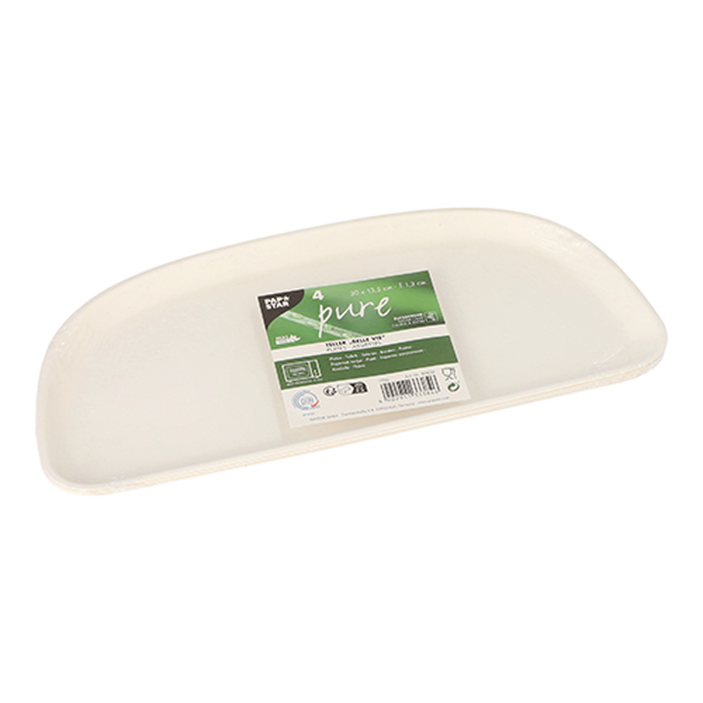 PAPSTAR Teller 1/2, Zuckerrohr pure 1,3 cm x 30 cm x 13,5 cm weiss Belle 