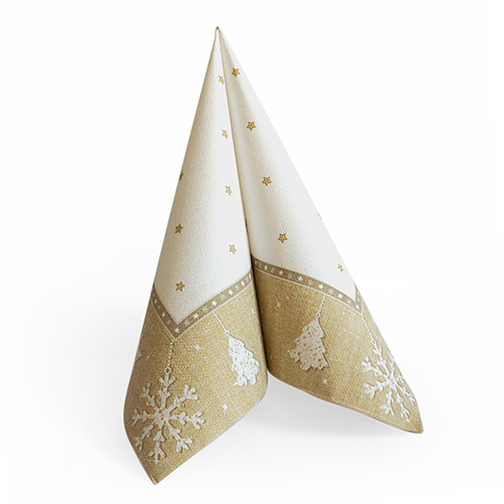 Papstar Servietten "ROYAL Collection" 1/4-Falz 40 cm x 40 cm gold "X-Mas"