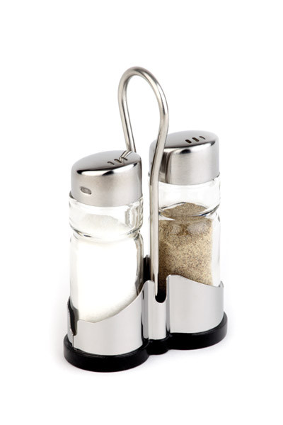 APS Pfeffer- und Salz Menage 8 x 8 cm, H: 13 cm , Glas, Edelstahl, ABS