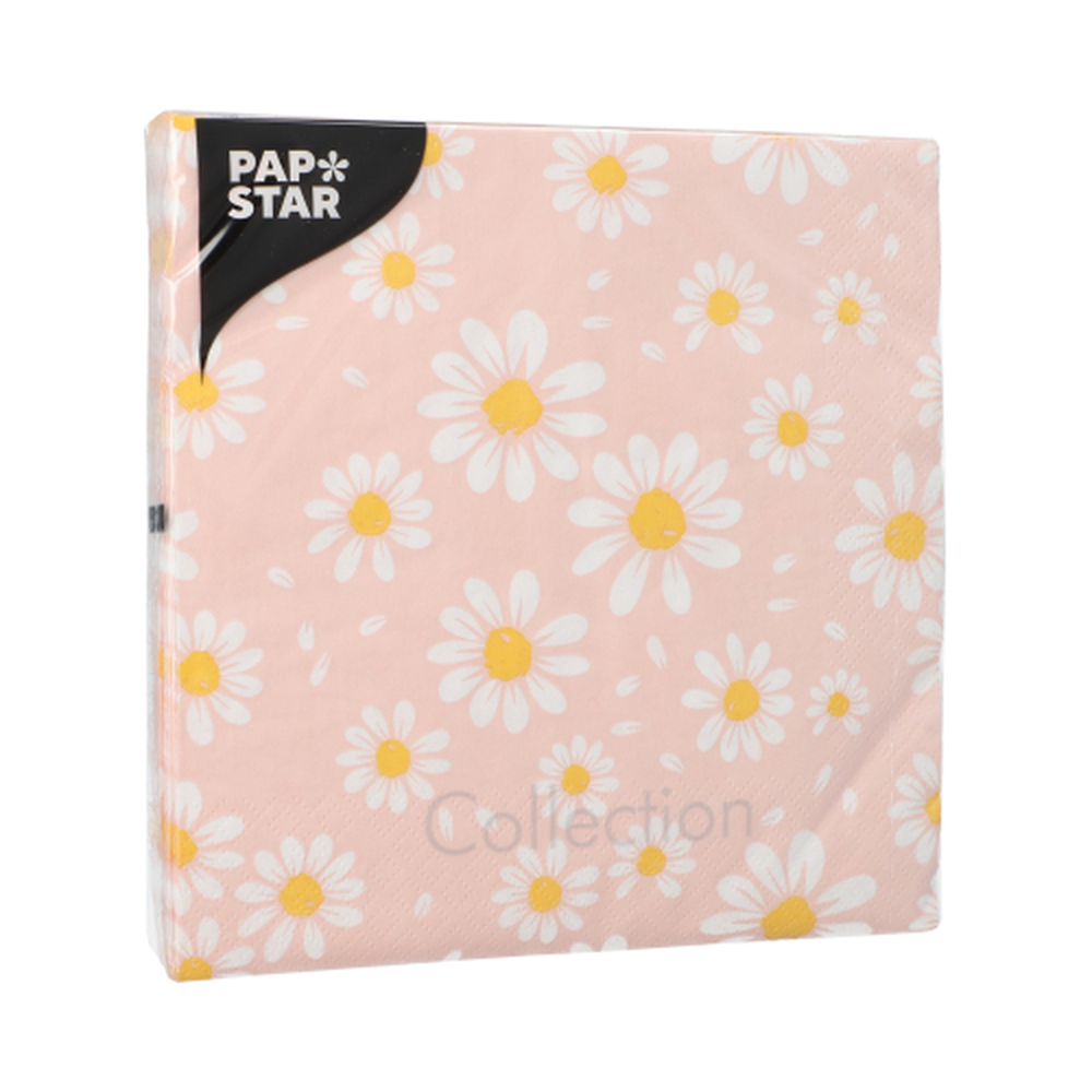 Papstar Servietten, 3-lagig 1/4-Falz 33 cm x 33 cm "Daisies"