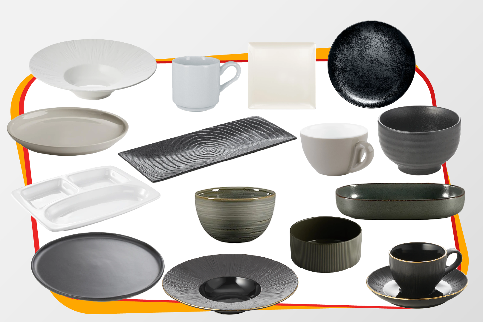 Geschirr, Teller, Schale, Becher, Tassen-Set