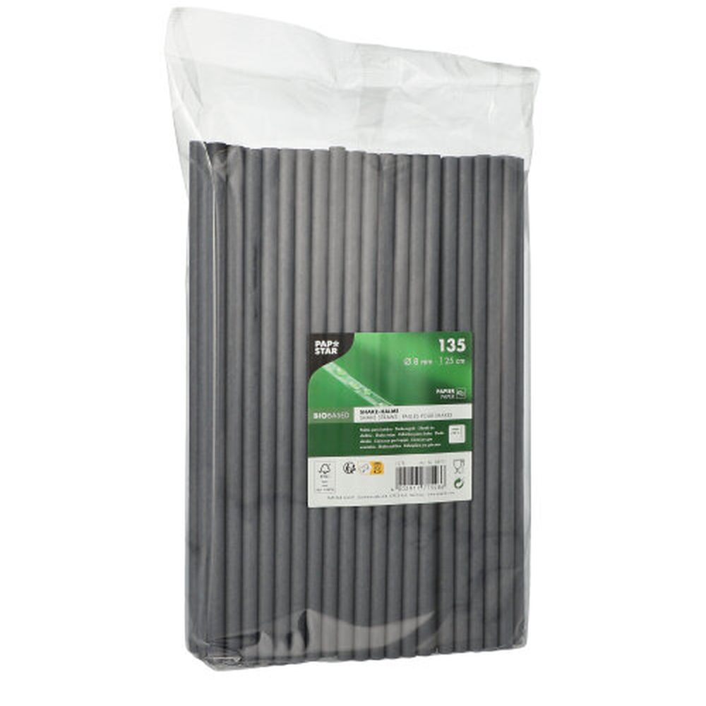 Papstar Shake-Halme, Papier Ø 8 mm · 25 cm schwarz