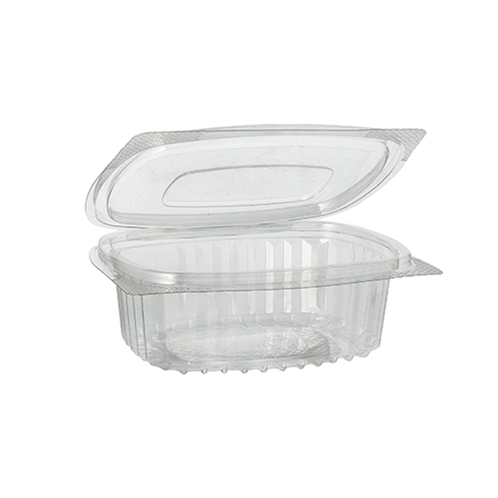 PAPSTAR Feinkost- und Salatschalen mit Klappdeckel, R-PET oval 250 ml 4,3 cm