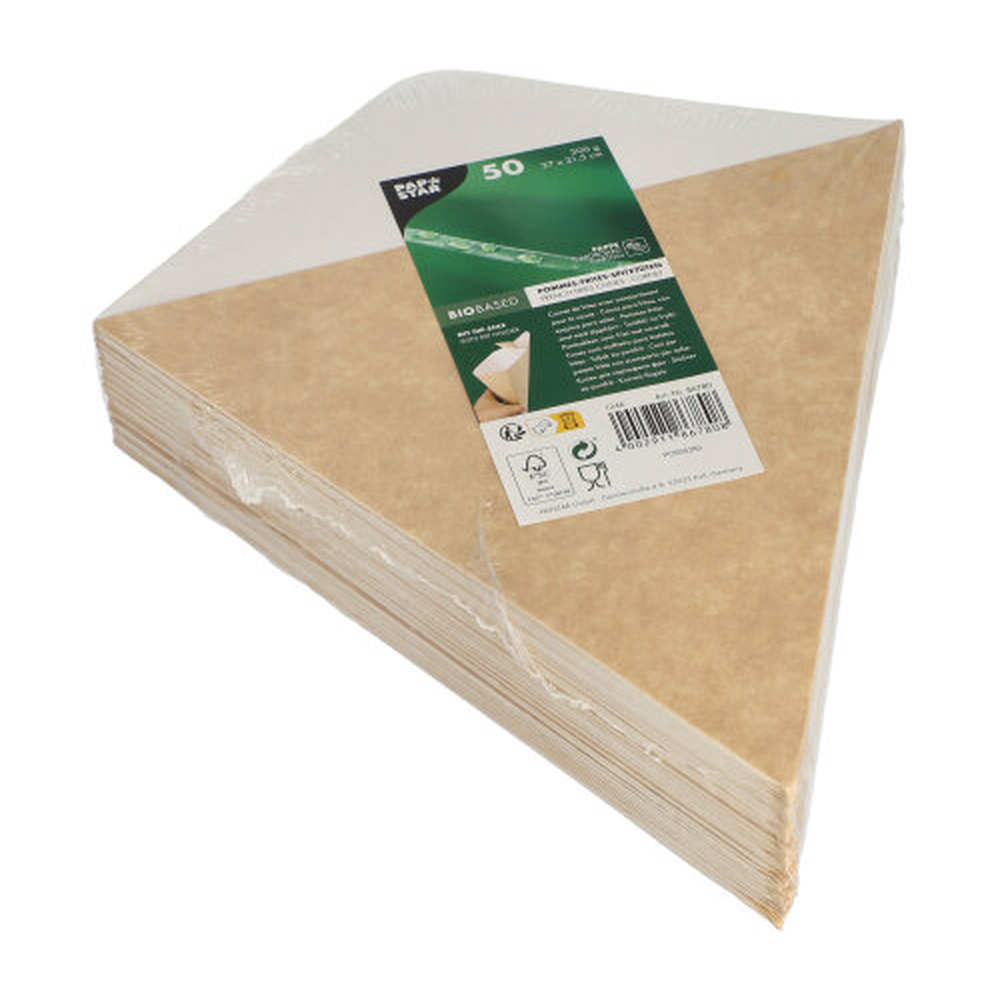 PAPSTAR Pommes-Frites-Spitztüten mit Dip-Ecke, Pappe pure 27 cm x 21,5 cm b