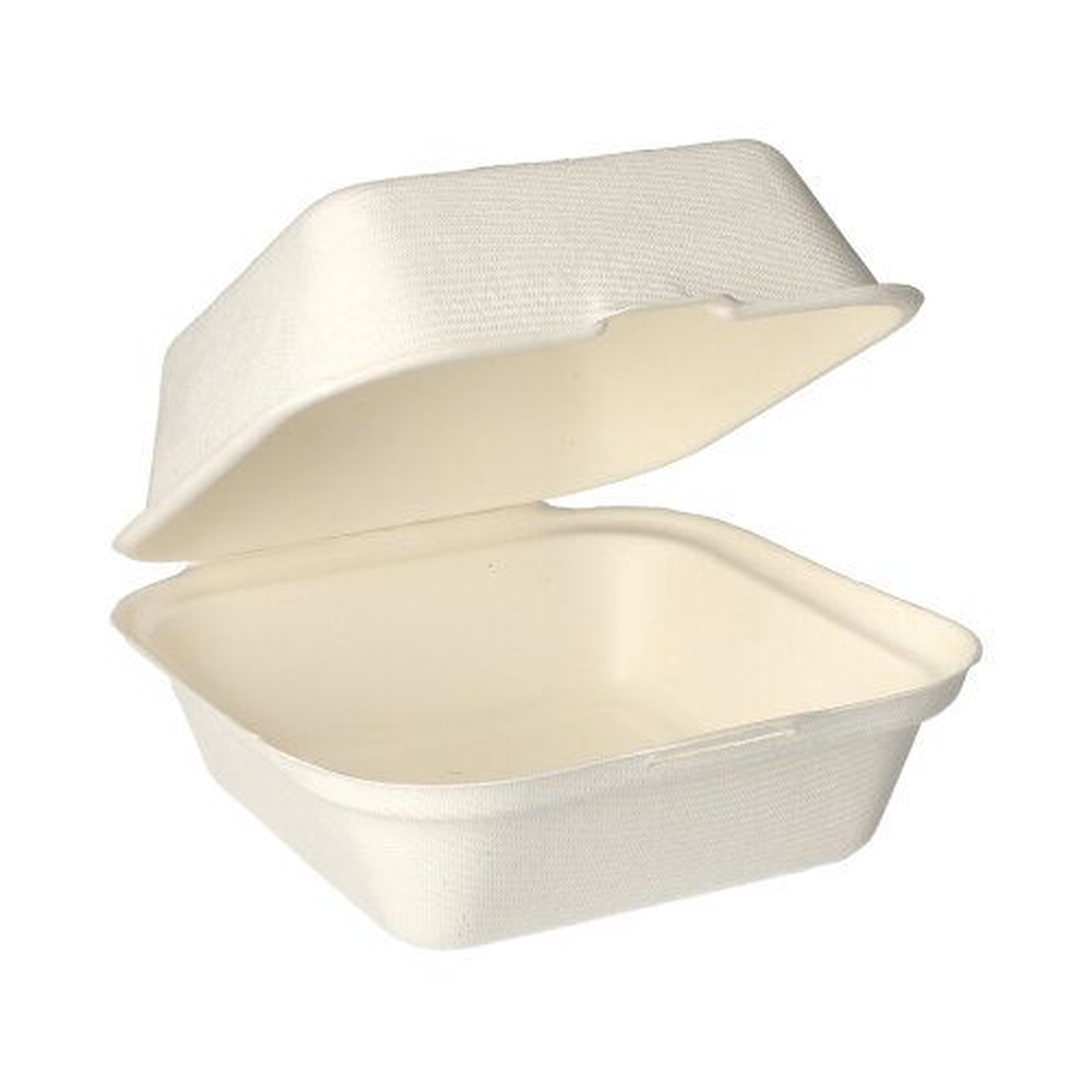 Papstar Hamburger-Boxen Zuckerrohr "pure" 8 cm x 14 cm x 15 cm weiss