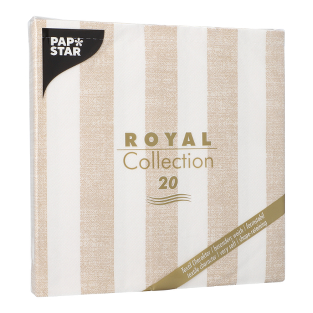 Papstar Servietten "ROYAL Collection" 1/4-Falz 40 cm x 40 cm sand "Lines"