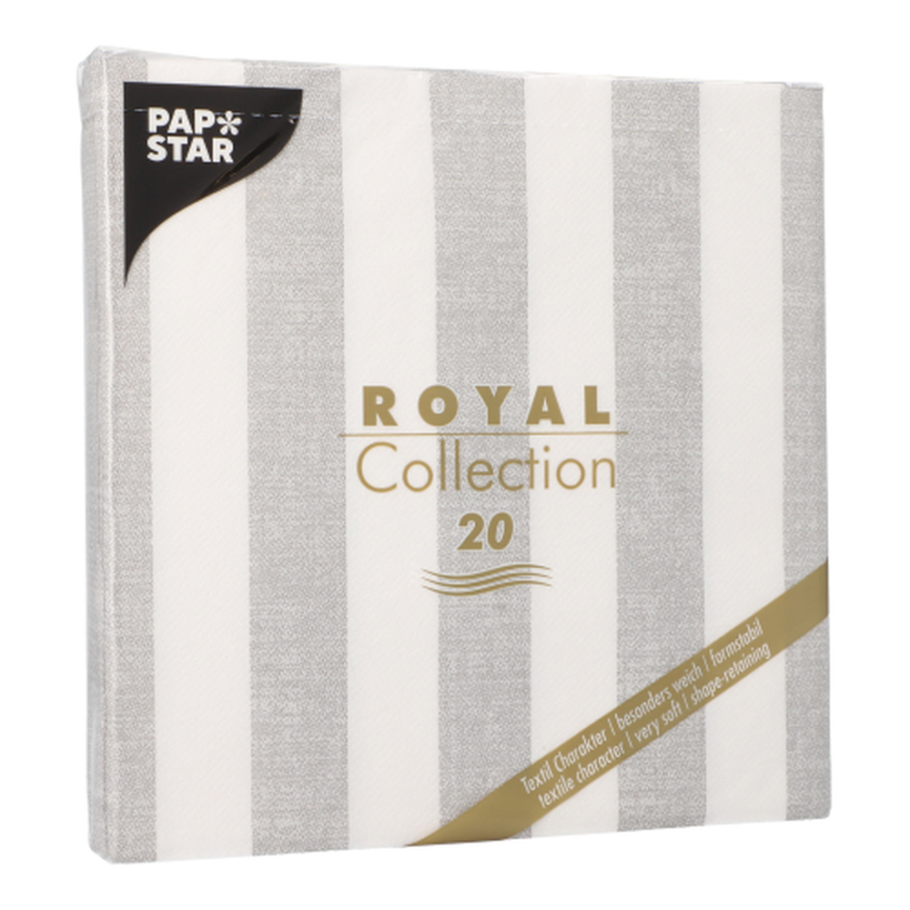 Papstar Servietten "ROYAL Collection" 1/4-Falz 40 cm x 40 cm grau "Lines"