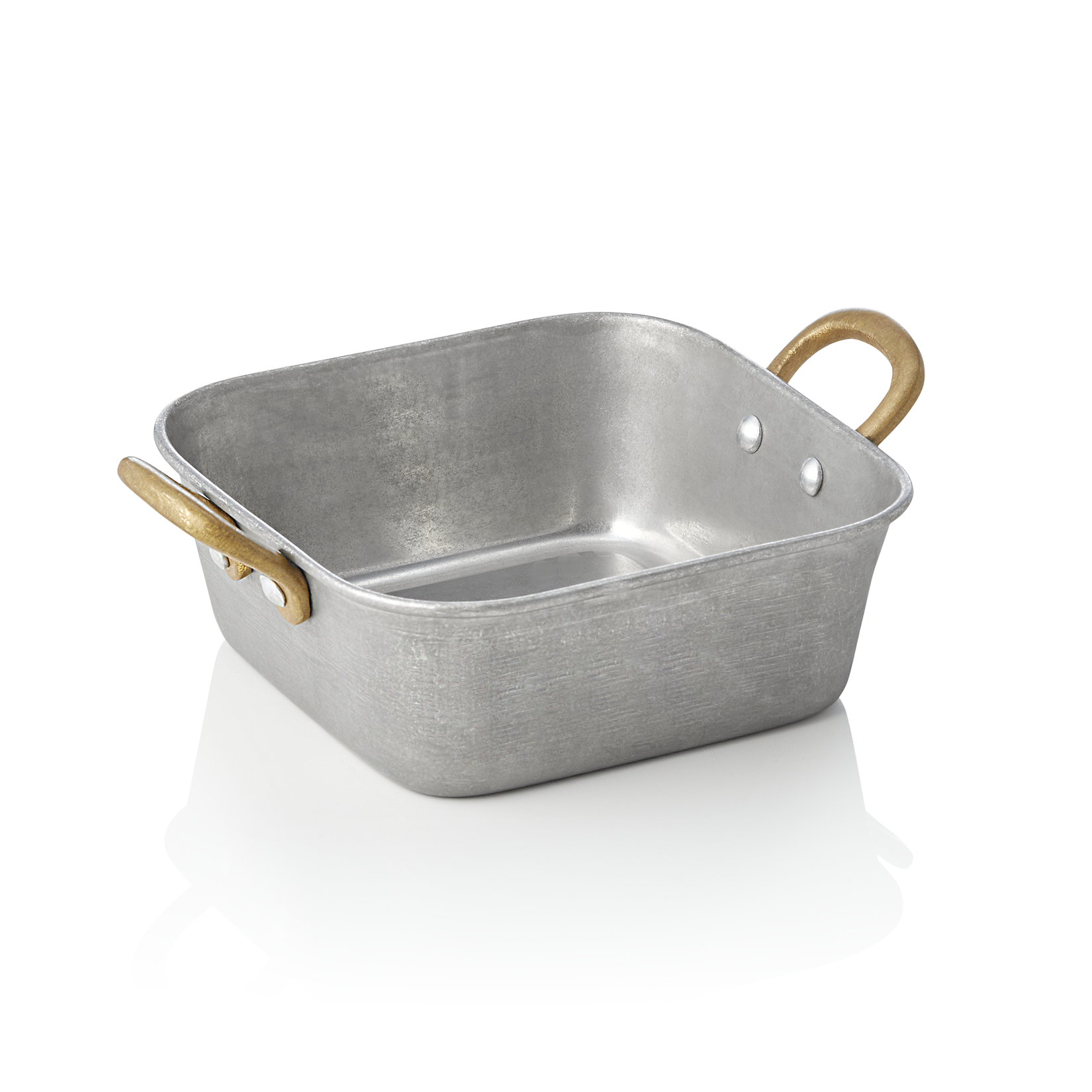 WAS Servierpfanne STEEL & STYLE VINTAGE mit 2 Messinggriffen, 14 x 14 x 5 cm, 57