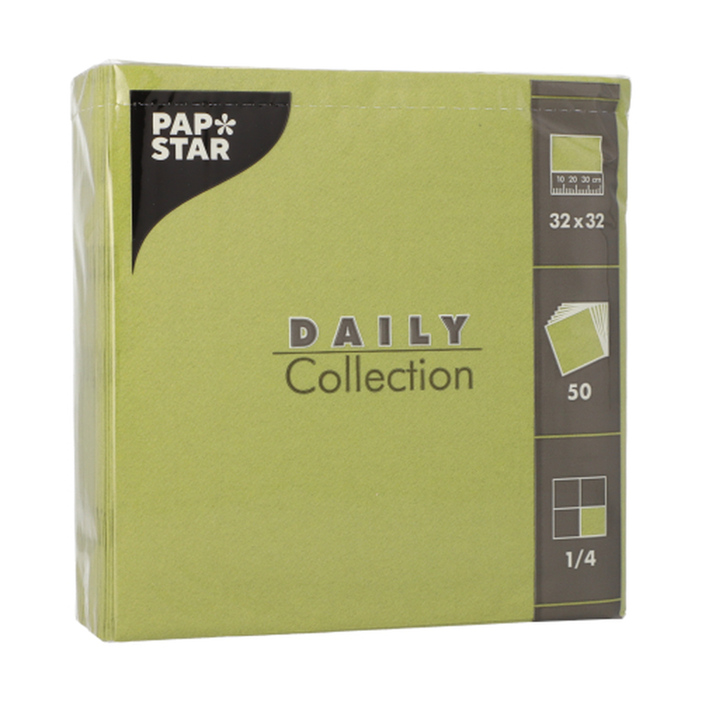 Papstar Servietten "DAILY Collection" 1/4-Falz 32 cm x 32 cm olivgrün