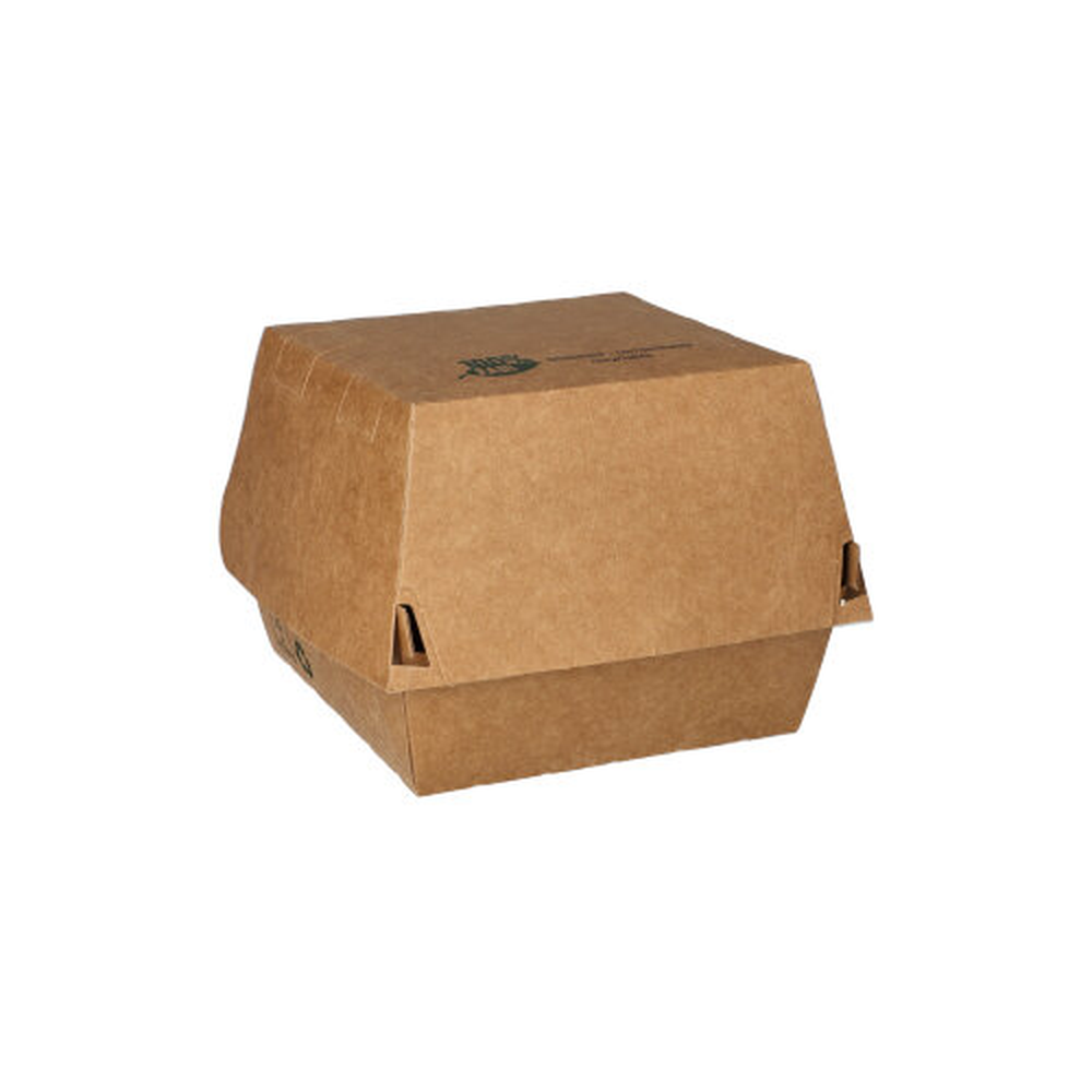 Papstar Burgerboxen, Pappe 7,8 cm x 9 cm x 9 cm braun "100% Fair"