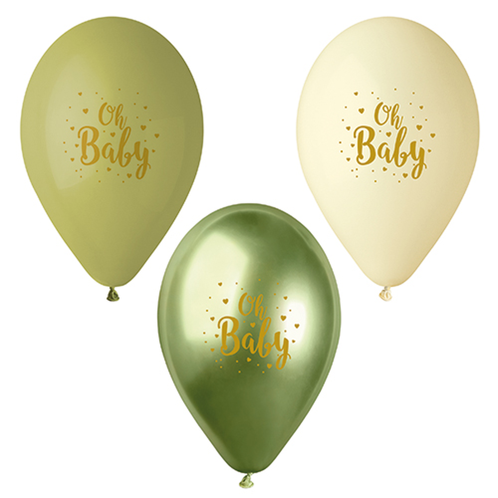 Papstar Luftballons Ø 29 cm grün "Oh Baby"