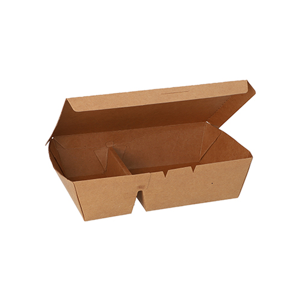 Papstar Lunchboxen, Pappe 2-geteilt 450 ml 5 cm x 11 cm x 16,8 cm braun