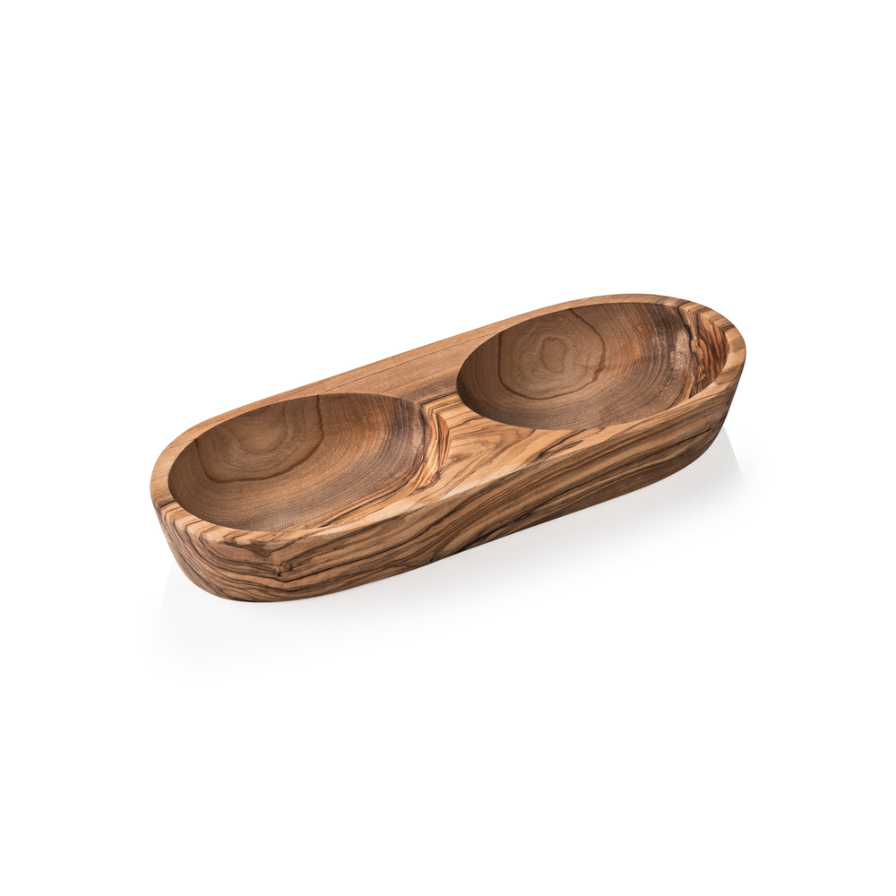 WAS Schale Double PURE OLIVE, 25 x 11 x 3,5 xm, Olivenholz