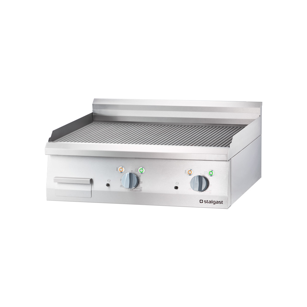 Stalgast Elektro-Griddleplatte als Tischgerät, 800x700 mm, gerillte Grillfläche,