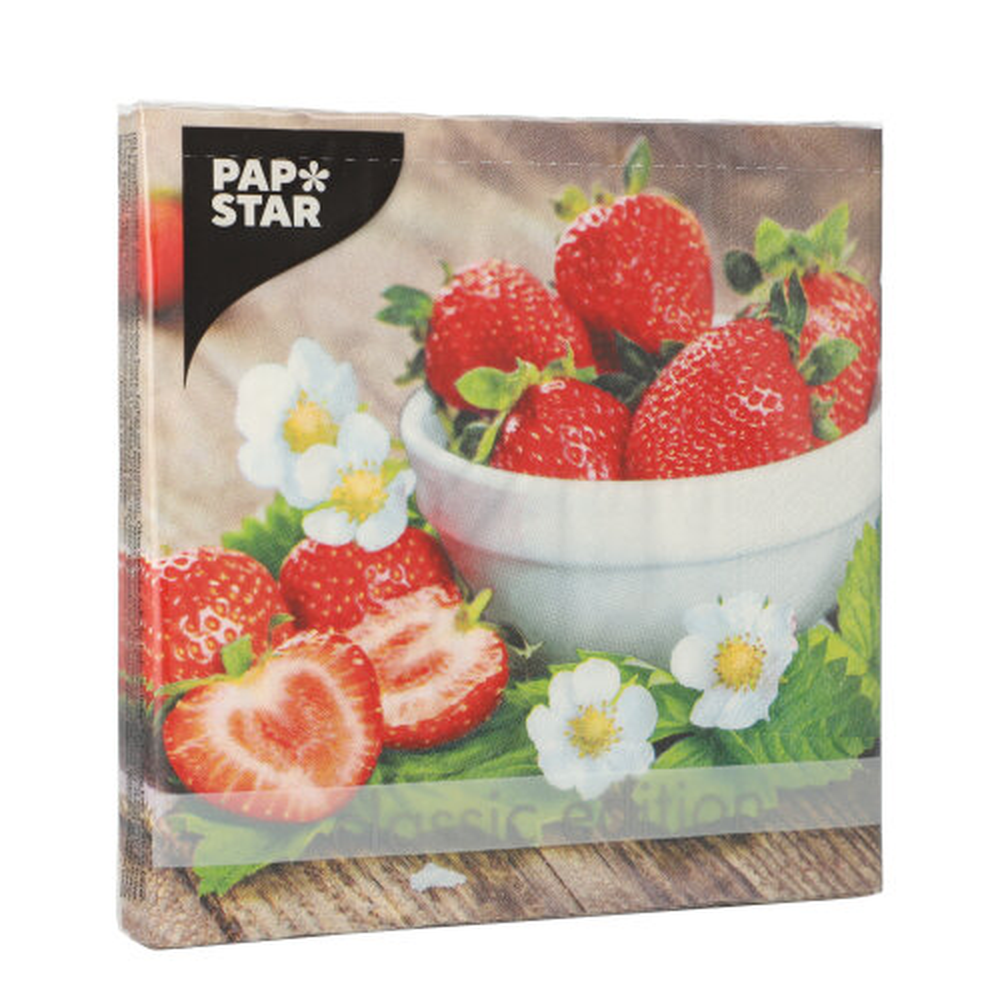 Papstar Servietten, 3-lagig 1/4-Falz 33 cm x 33 cm "Strawberry Taste"