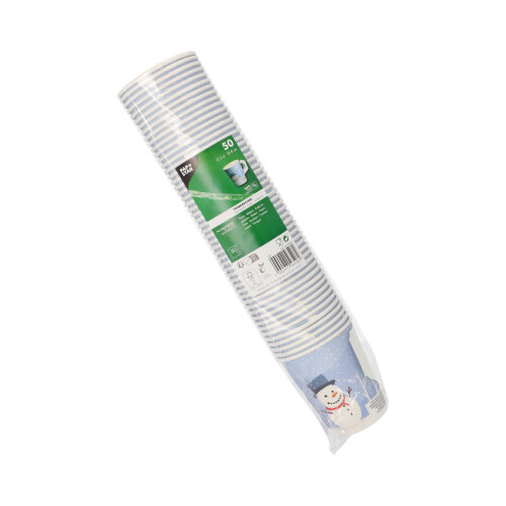 Papstar Trinkbecher mit Henkel, Pappe 0,2 l Ø 8 cm · 9,3 cm "Snowman"