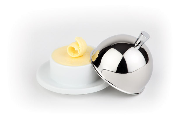 APS Butterservierer Ø 9 cm, H: 7 cm , Schale aus Porzellan