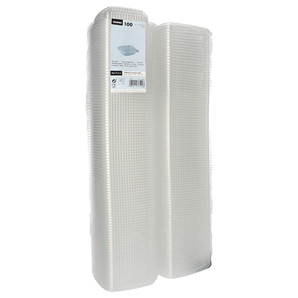 PAPSTAR Verpackungsbecher mit Klappdeckeln, PP rechteckig 150 ml 4 cm x 11,5