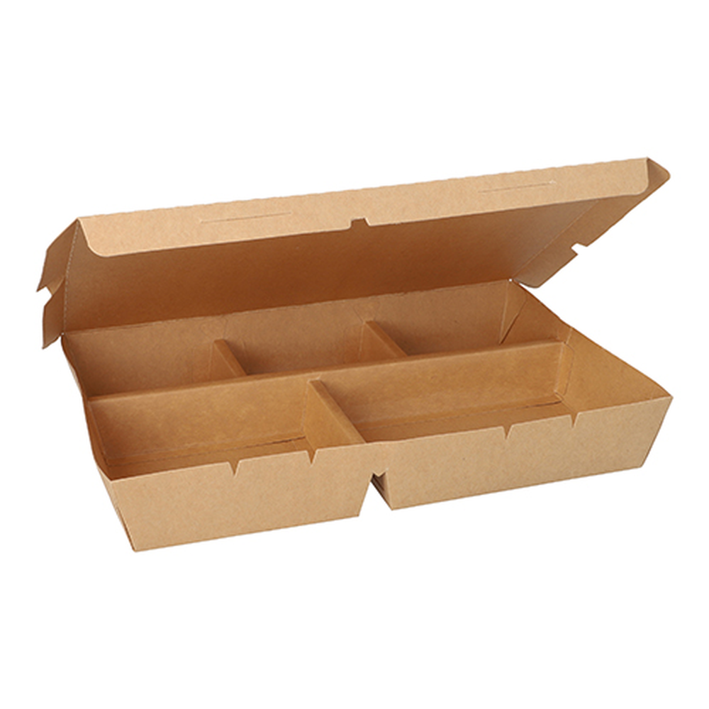 Papstar Lunchboxen, Pappe 5-geteilt 900 ml 4,2 cm x 17 cm x 25,5 cm braun