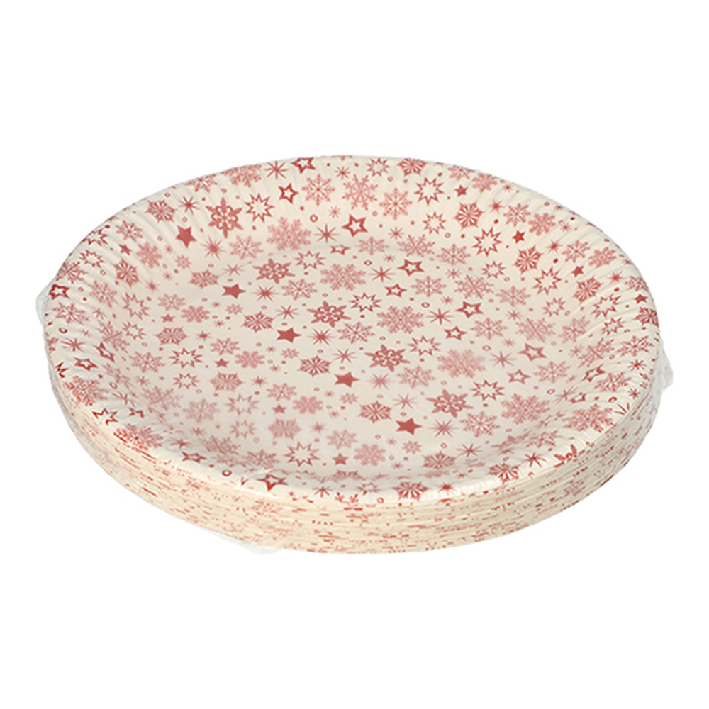 Papstar Teller, Pappe rund Ø 23 cm weiss "Snöflinga"