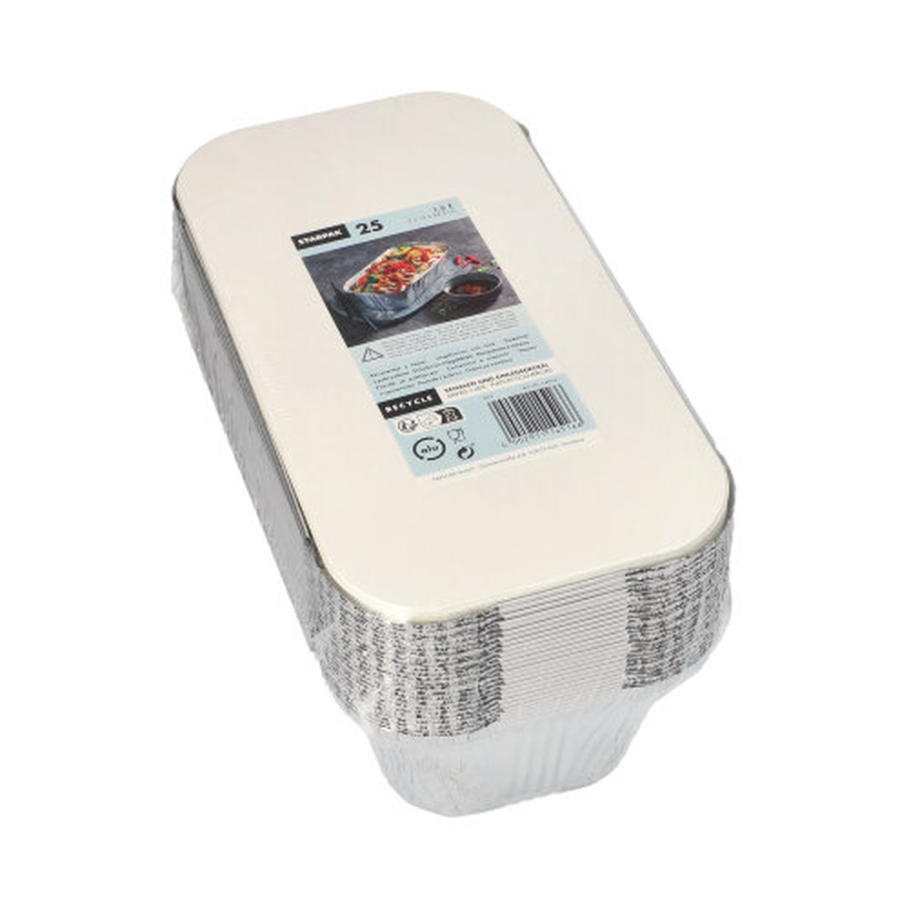 PAPSTAR Schalen, Alu + Einlegedeckel, PP-beschichtet eckig 1,5 l 7 cm x 13 cm