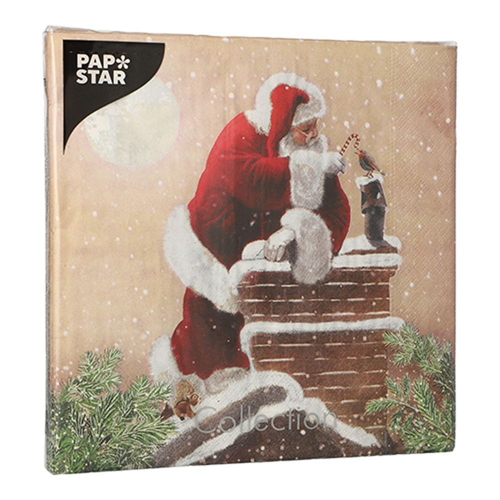 Papstar Servietten, 3-lagig 1/4-Falz 40 cm x 40 cm "Dans la Cheminee"