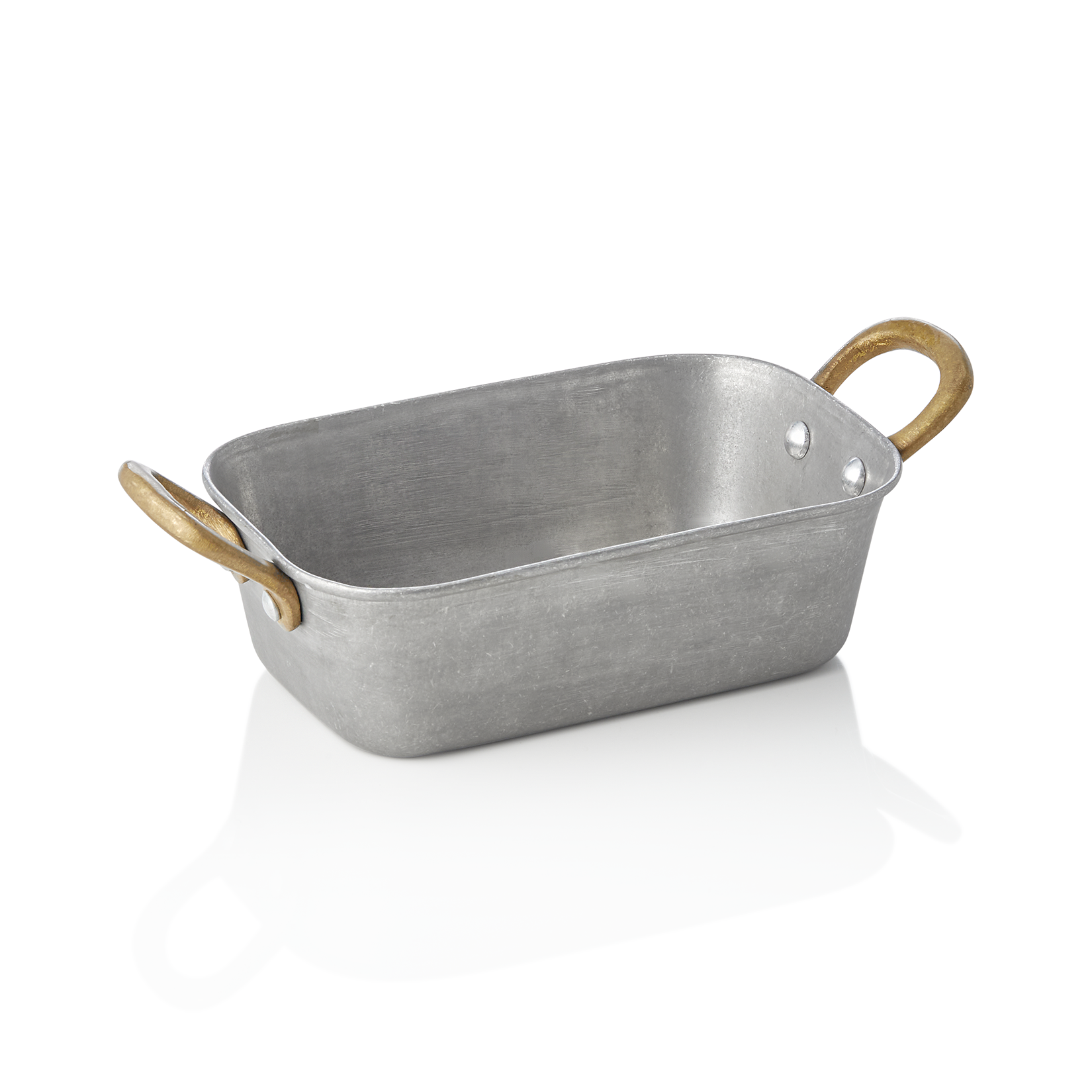 WAS Servierpfanne STEEL & STYLE VINTAGE mit 2 Messinggriffen, 15 x 9,5 x 4,5 cm,
