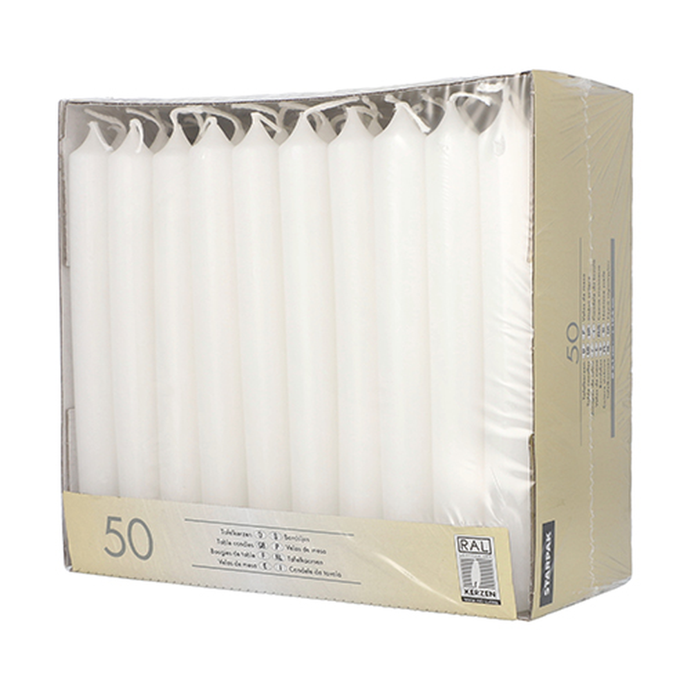 Papstar Tafelkerzen Ø 2,1 cm · 19,6 cm weiss