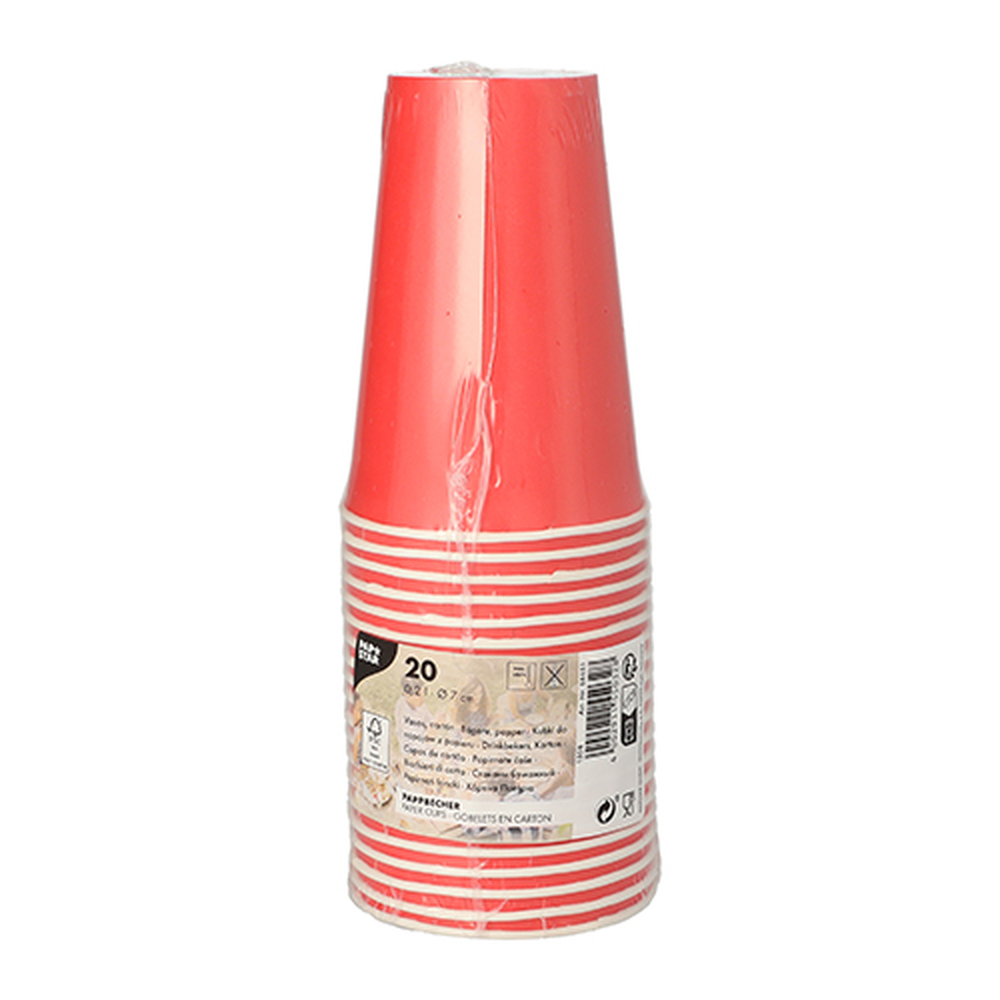 Papstar Trinkbecher, Pappe 0,2 l Ø 7 cm · 9,7 cm rot