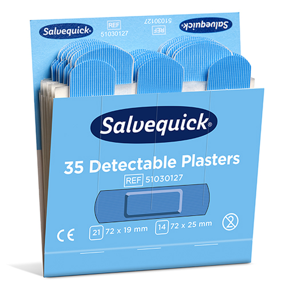 Papstar Set "Cederroth" Salvequick Detectable Pflaster (35 Stück) blau , Refill