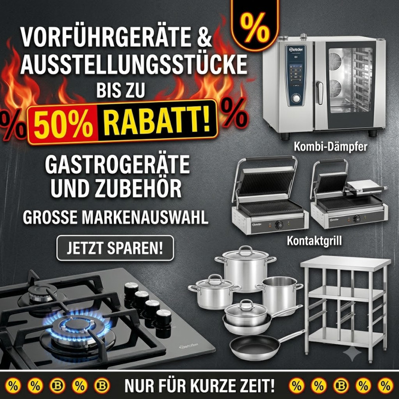 Gasherd, Kochgeschirr-Set, Grillplatte, Kombi-Dämpfer, Kontaktgrill, Gasherd, Kochtopf-Set, Kontaktgrill, Kombi-Dämpfer, Backofen