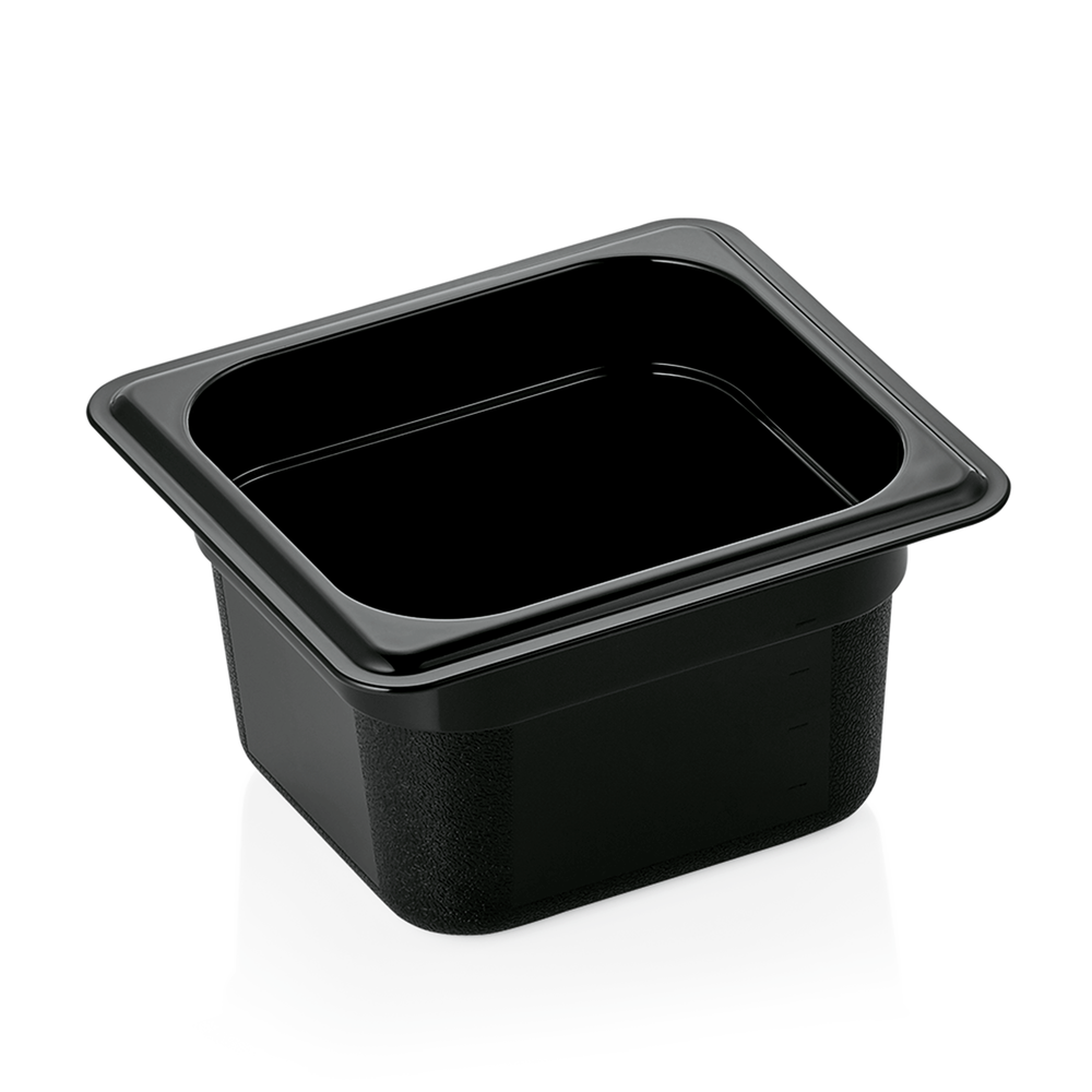 WAS GN Behälter 1/6-100 mm, schwarz, Polycarbonat GN 95