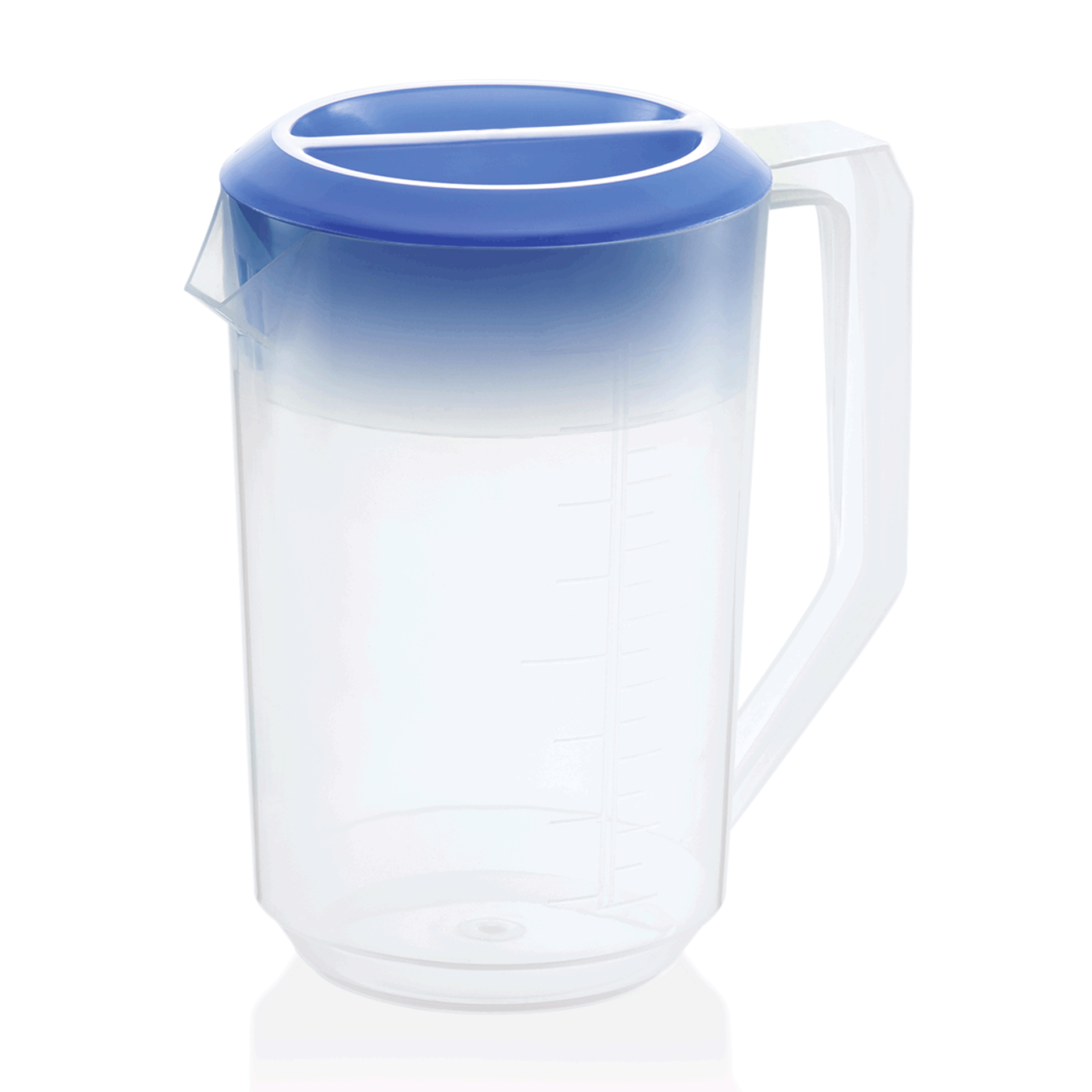 WAS Kanne mit blauem Deckel, 1,8 ltr., Skalierung 100 ml, Polypropylen