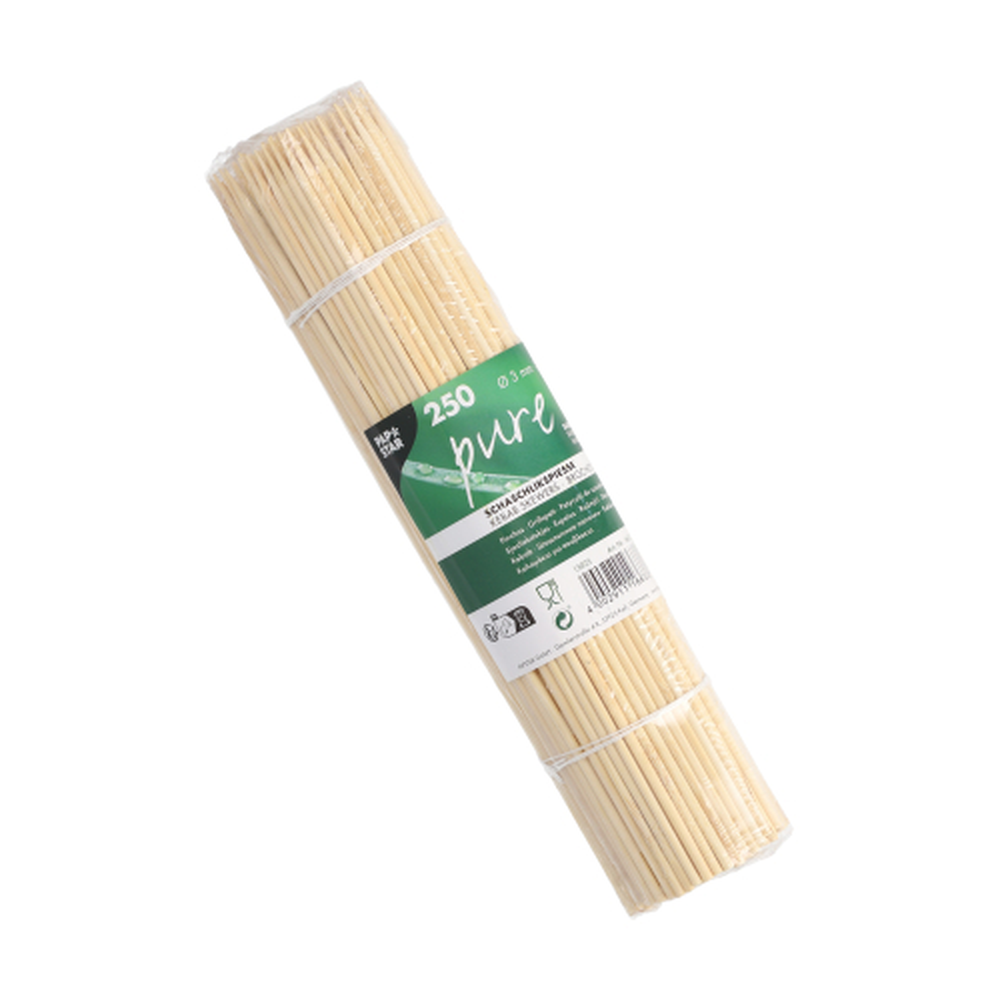 Papstar Schaschlikspieße, Bambus "pure" Ø 3 mm · 25 cm