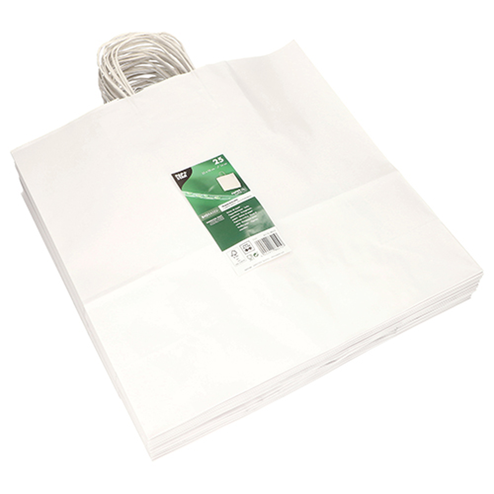 PAPSTAR Tragetaschen, Papier 35 cm x 35 cm x 14 cm weiss mit gedrehtem Trageg