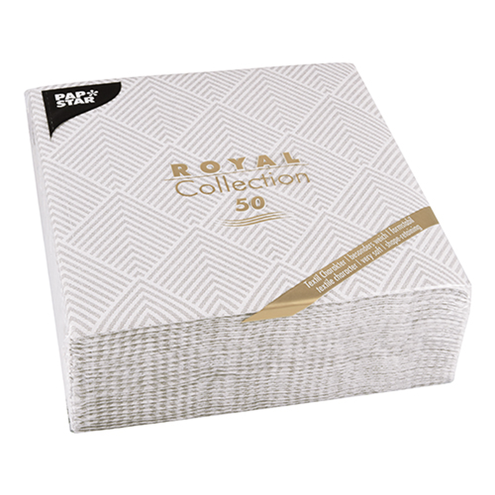 Papstar Servietten "ROYAL Collection" 1/4-Falz 40 cm x 40 cm grau "Elegance"