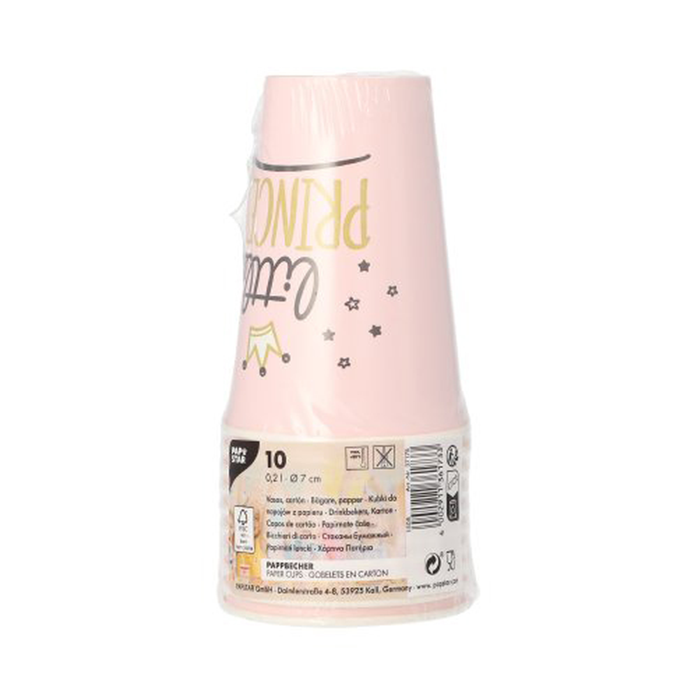 Papstar Trinkbecher, Pappe 0,2 l Ø 7 cm · 9,7 cm "Little Princess"