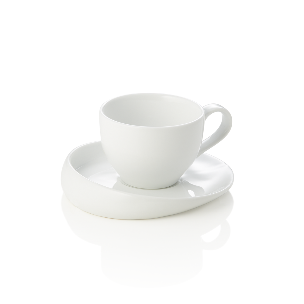 WAS Espressotasse mit Untertasse Set, 70 ml, Set á 6 Stück, Porzellan