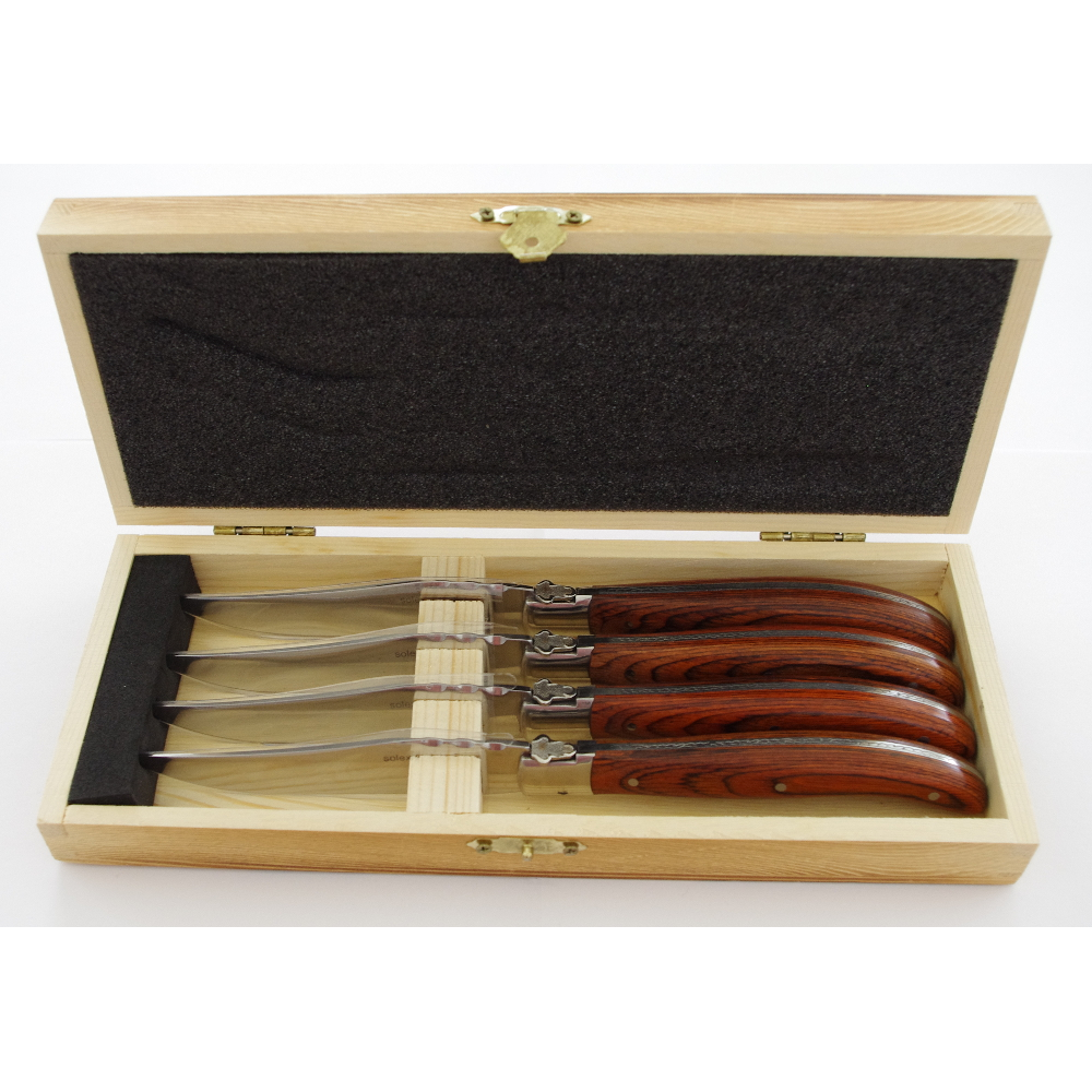 Solex BBQ Steakmesser Set 4 tlg. mit dunklem Pakka-Holzgriff